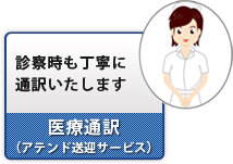 診察時も丁寧に通訳いたします 医療通訳(アテンド送迎サービス)